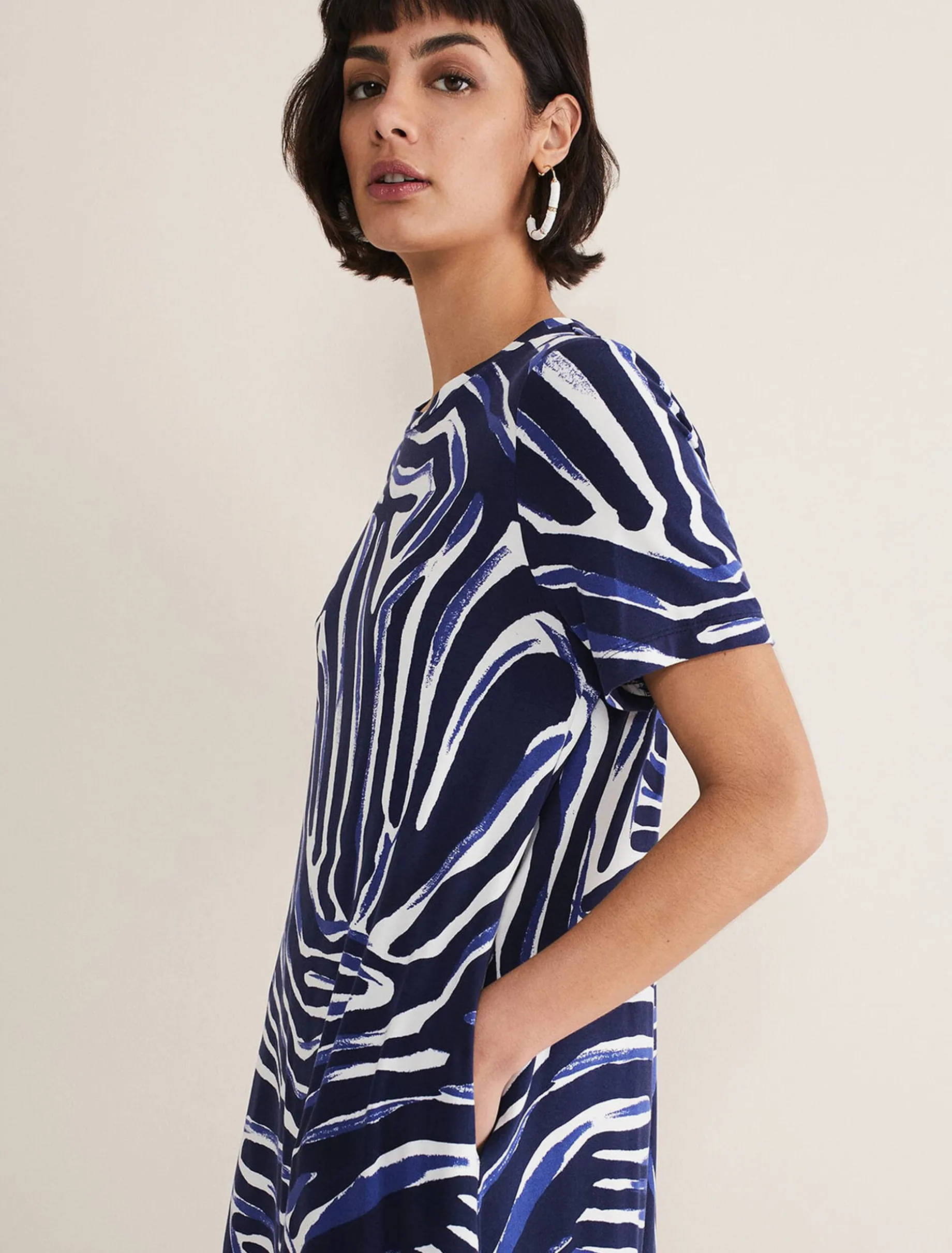 Dresses^Phase Eight Isabelle Zebra Print Mini Dress Blue/Multi
