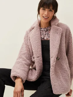 Coats^Phase Eight Izzy Short Teddy Coat Frosted Heather
