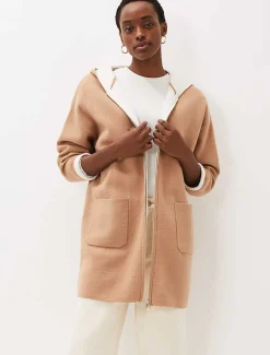 Coats^Phase Eight Jane Double Face Knit Coat Camel/Ivory