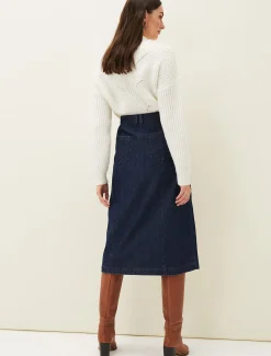 Skirts^Phase Eight Jessa Midi Pencil Skirt Denim