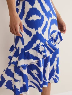 Dresses^Phase Eight Joy One Shoulder Midi Dress Indigo/Ivory