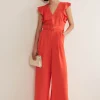 Dresses^Phase Eight Kallie V Neck Frill Jumpsuit Orange