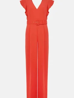 Dresses^Phase Eight Kallie V Neck Frill Jumpsuit Orange