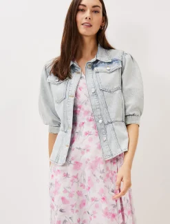 Jackets^Phase Eight Karys Fashion Puff Sleeve Jacket Denim