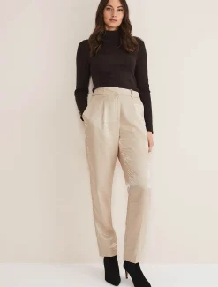 Trousers & Shorts^Phase Eight Kehlani Shimmer Peg Trouser Co-Ord Champagne