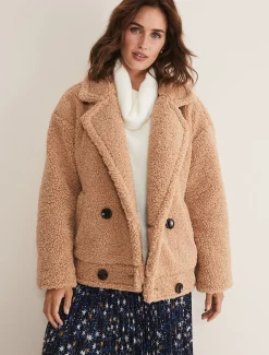 Coats^Phase Eight Kelsey Short Teddy Coat Camel