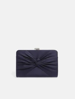Bags^Phase Eight Kendall Satin Knot Front Clutch Bag Navy