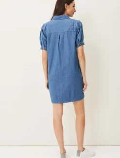 Dresses^Phase Eight Kiah Puff Sleeve Dress Denim