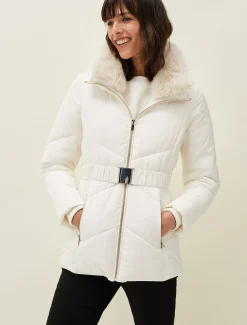 Coats^Phase Eight Krissy Short High Shine Puffer Coat Winter White