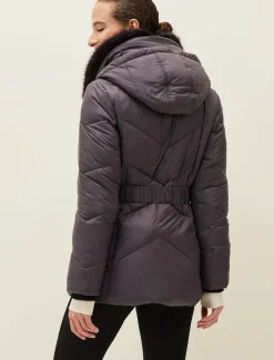 Coats^Phase Eight Krissy Short High Shine Puffer Coat Pewter
