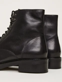 Boots^Phase Eight Lace Up Leather Flat Boots Black
