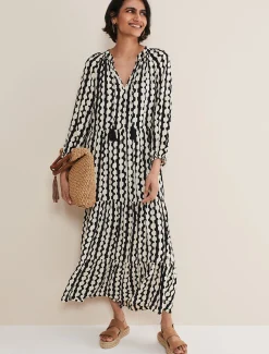 Dresses^Phase Eight Lara Midi Dress Black/Ivory