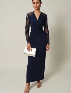 Dresses^Phase Eight Layton Sequin Jersey Maxi Dress Navy