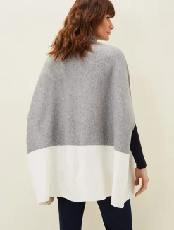 Coats^Phase Eight Leaha Colourblock Double Ended Zip Cape Ivory/Grey