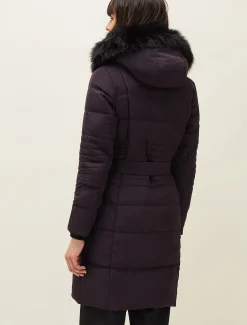 Coats^Phase Eight Leonor Tie Belt Midi Puffer Coat Plum