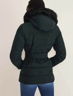 Coats^Phase Eight Leonor Tie Belted Short Puffer Forest