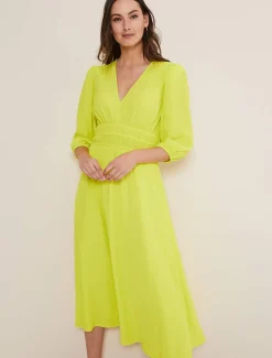 Dresses^Phase Eight Lina A Line Midi Dress Lime