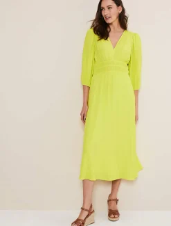 Dresses^Phase Eight Lina A Line Midi Dress Lime