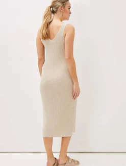 Dresses^Phase Eight Lindan Ribbed Knit Midi Dress Stone