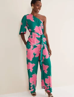 Trousers & Shorts^Phase Eight Madison Abstract Trousers Co-Ord Green/Pink