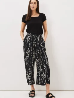 Trousers & Shorts^Phase Eight Malaya Ikat Printed Culotte Black/Ivory