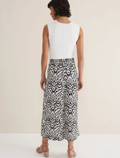 Trousers & Shorts^Phase Eight Malaya Printed Wide Leg Culottes Black/Ivory
