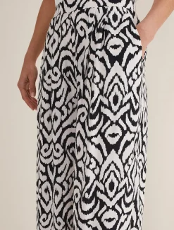 Trousers & Shorts^Phase Eight Malaya Printed Wide Leg Culottes Black/Ivory