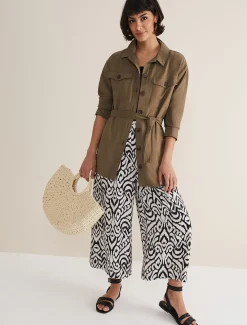 Trousers & Shorts^Phase Eight Malaya Printed Wide Leg Culottes Black/Ivory