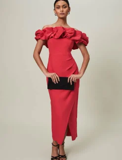 Dresses^Phase Eight Mallory Off The Shoulder Midaxi Dress Raspberry
