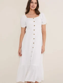 Dresses^Phase Eight Maribella Linen Midi Dress White