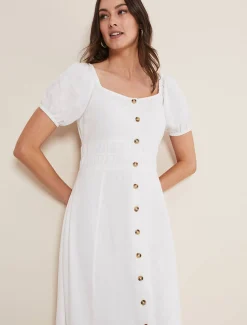Dresses^Phase Eight Maribella Linen Midi Dress White