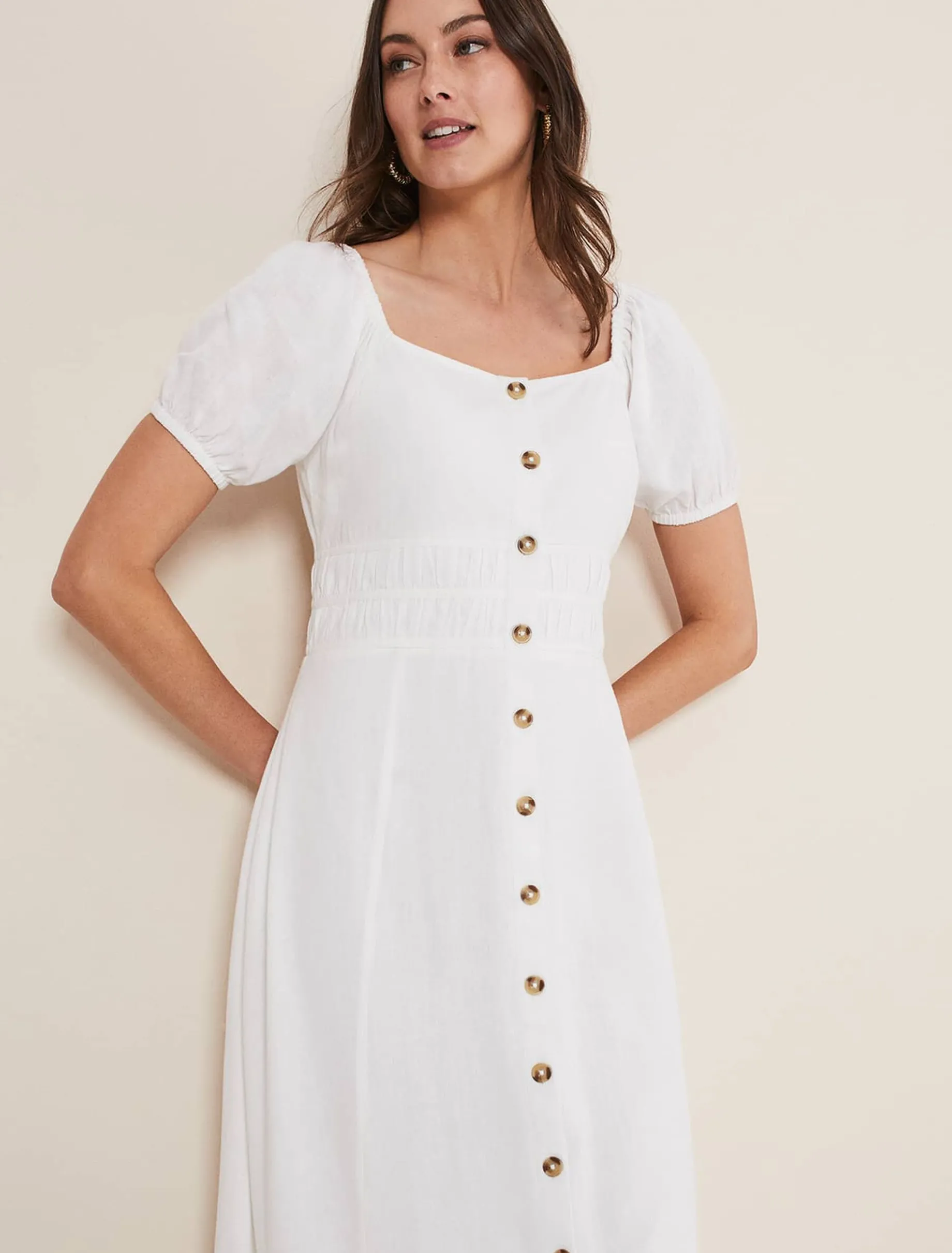 Dresses^Phase Eight Maribella Linen Midi Dress White