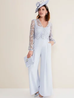 Dresses^Phase Eight Mariposa Lace Jumpsuit Cornflower
