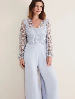Dresses^Phase Eight Mariposa Lace Jumpsuit Cornflower