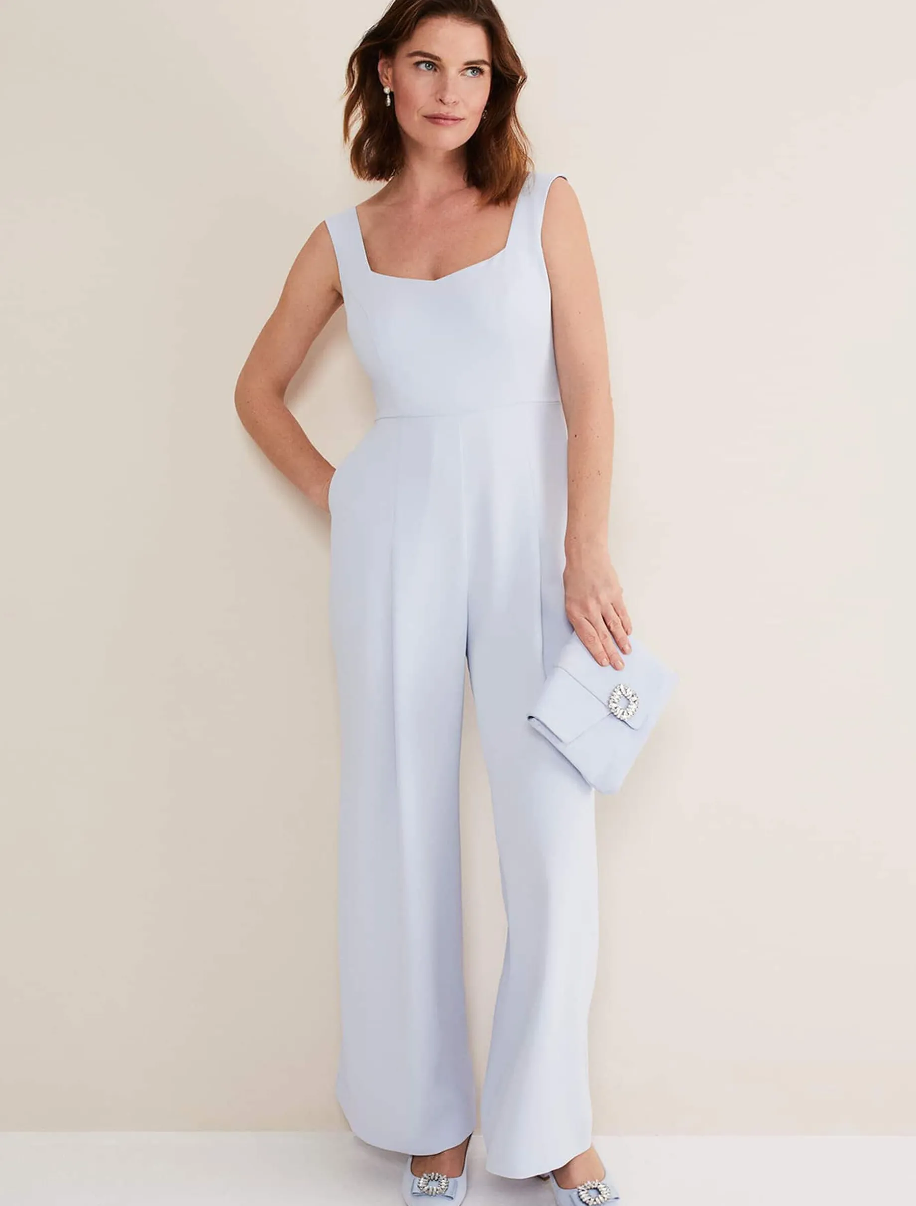 Dresses^Phase Eight Mariposa Lace Jumpsuit Cornflower