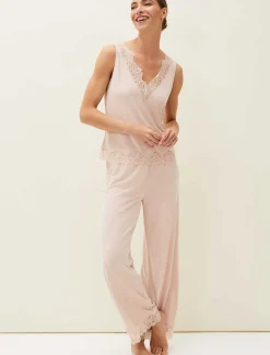 Trousers & Shorts^Phase Eight Marlie Lace Pyjama Wide Leg Trousers Soft Pink