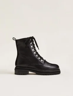 Boots^Phase Eight Meladie Leather Lace Up Ankle Boots Black