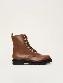 Boots^Phase Eight Meladie Leather Lace Up Boot Brown
