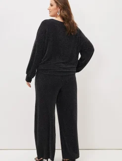 Trousers & Shorts^Phase Eight Mell Shimmer Lurex Co-Ord Trousers Black/Silver