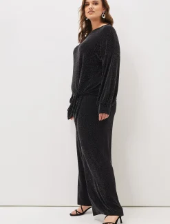 Trousers & Shorts^Phase Eight Mell Shimmer Lurex Co-Ord Trousers Black/Silver