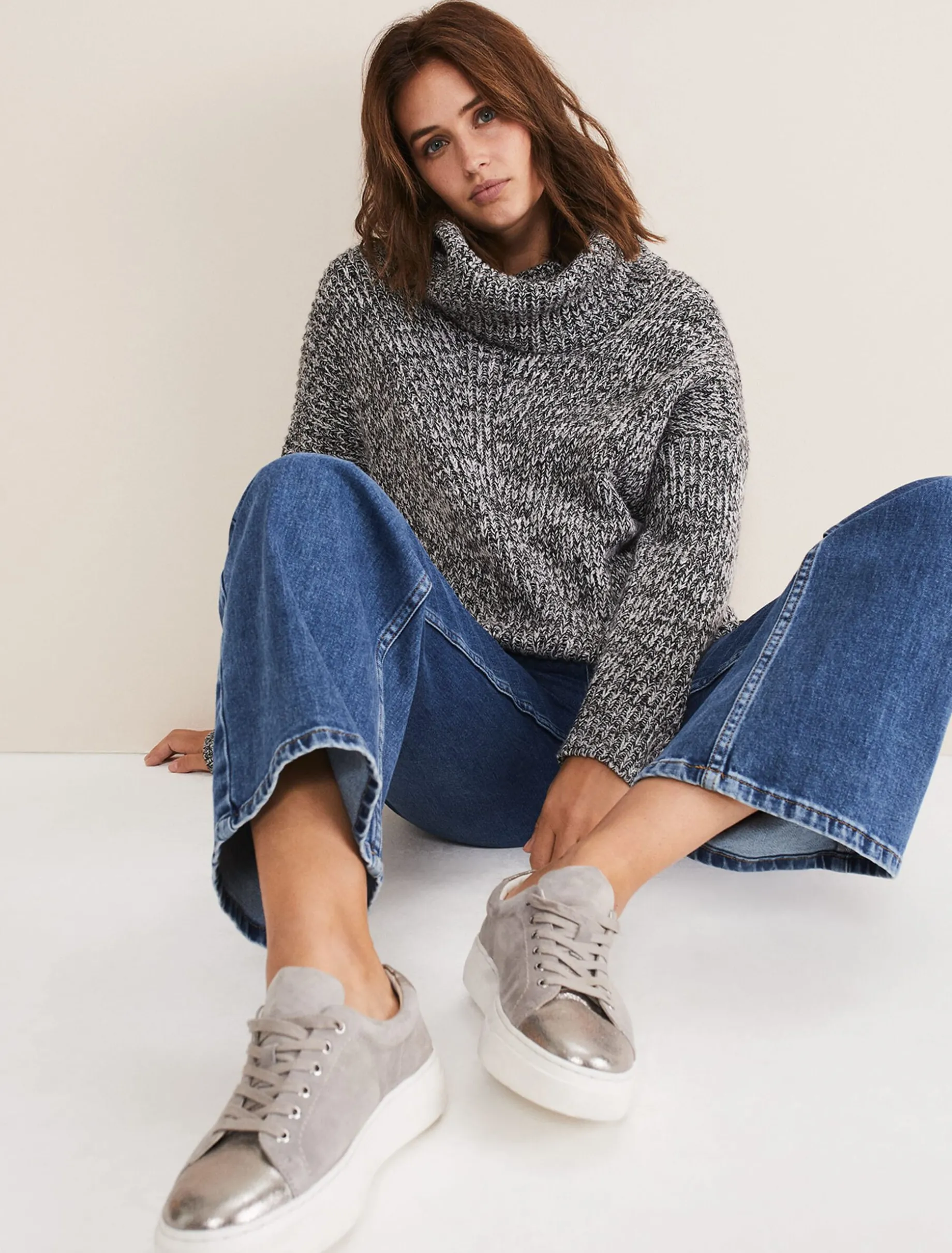Flats^Phase Eight Metallic Trainer Grey