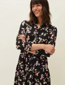 Dresses^Phase Eight Mina Floral Print Shirt Dress Black/Multi