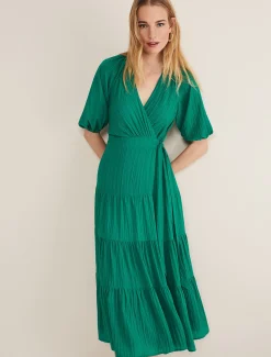 Dresses^Phase Eight Morven Green Wrap Midi Dress Bright Green