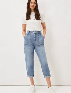Jeans^Phase Eight Nadina Paper Bag Waist Jean Mid Wash