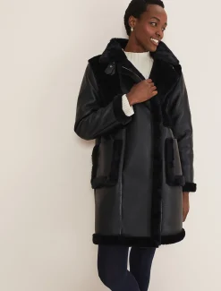 Coats^Phase Eight Nova Longline Aviator Black