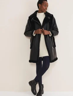 Coats^Phase Eight Nova Longline Aviator Black