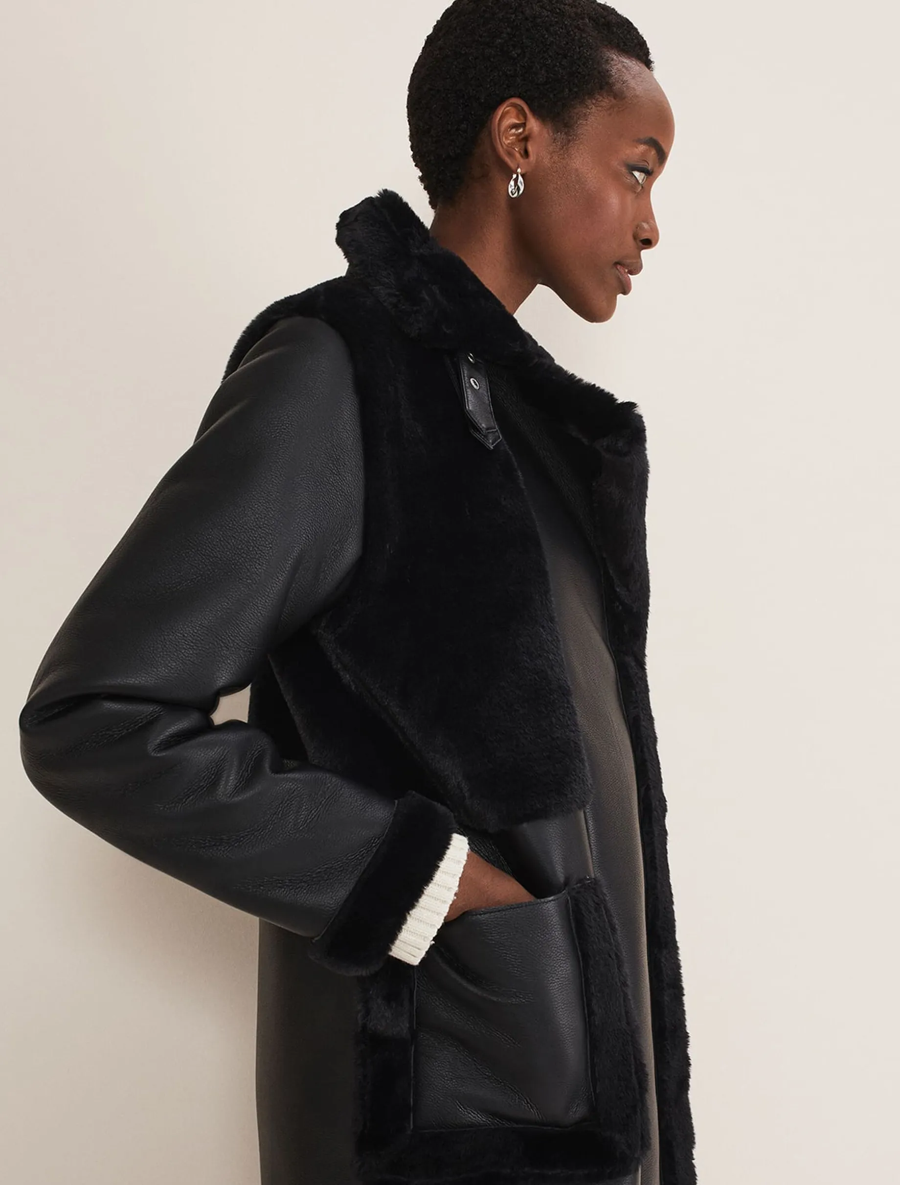 Coats^Phase Eight Nova Longline Aviator Black