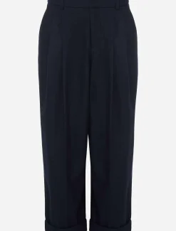 Trousers & Shorts^Phase Eight Odette Pleated Crop Trousers Navy