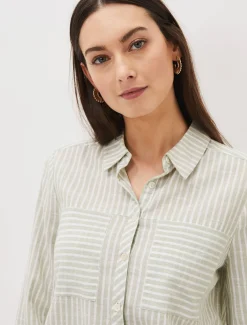 Shirts & Blouses^Phase Eight Oliva Ruched Side Stripe Shirt Sage