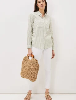 Shirts & Blouses^Phase Eight Oliva Ruched Side Stripe Shirt Sage